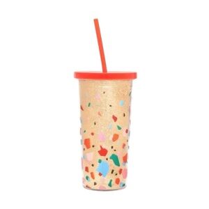 BAN.DO Deluxe tumbler Colorful Terrazzo with long Straw bando kitschy unique NWT